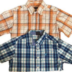 (2) Boys Wrangler Short Sleeve Plaid Shirts